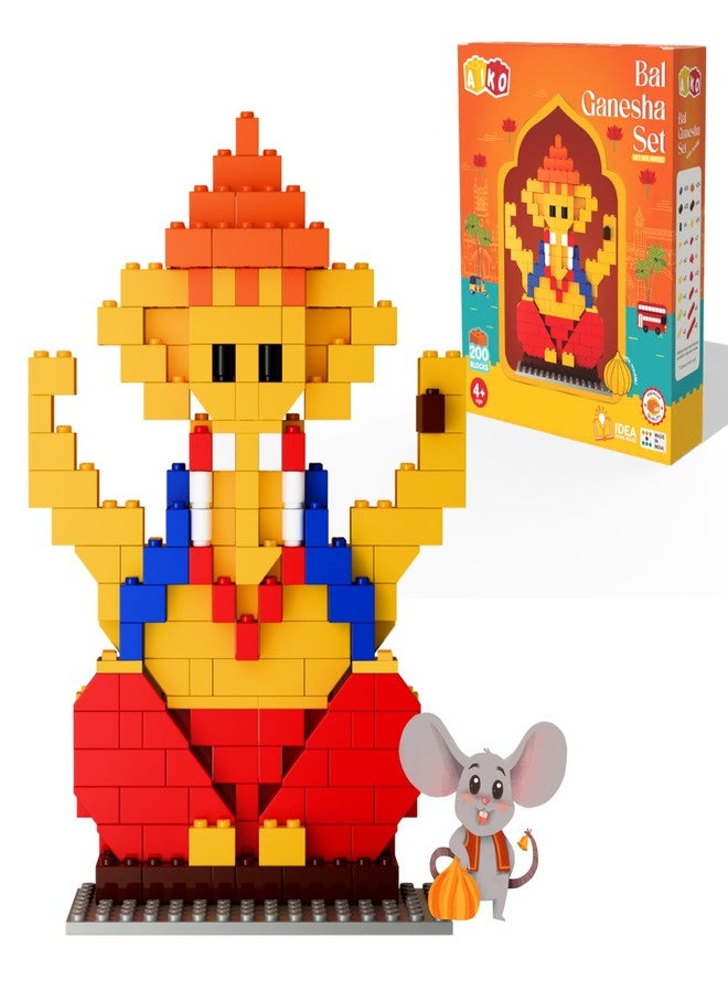 AIKO | Bal Ganesha Building Blocks Set with Modak | Indian Festival Toy for Kids | STEM Creative Play | Compatible with International Brand Blocks | Ages 4+ - Image 1